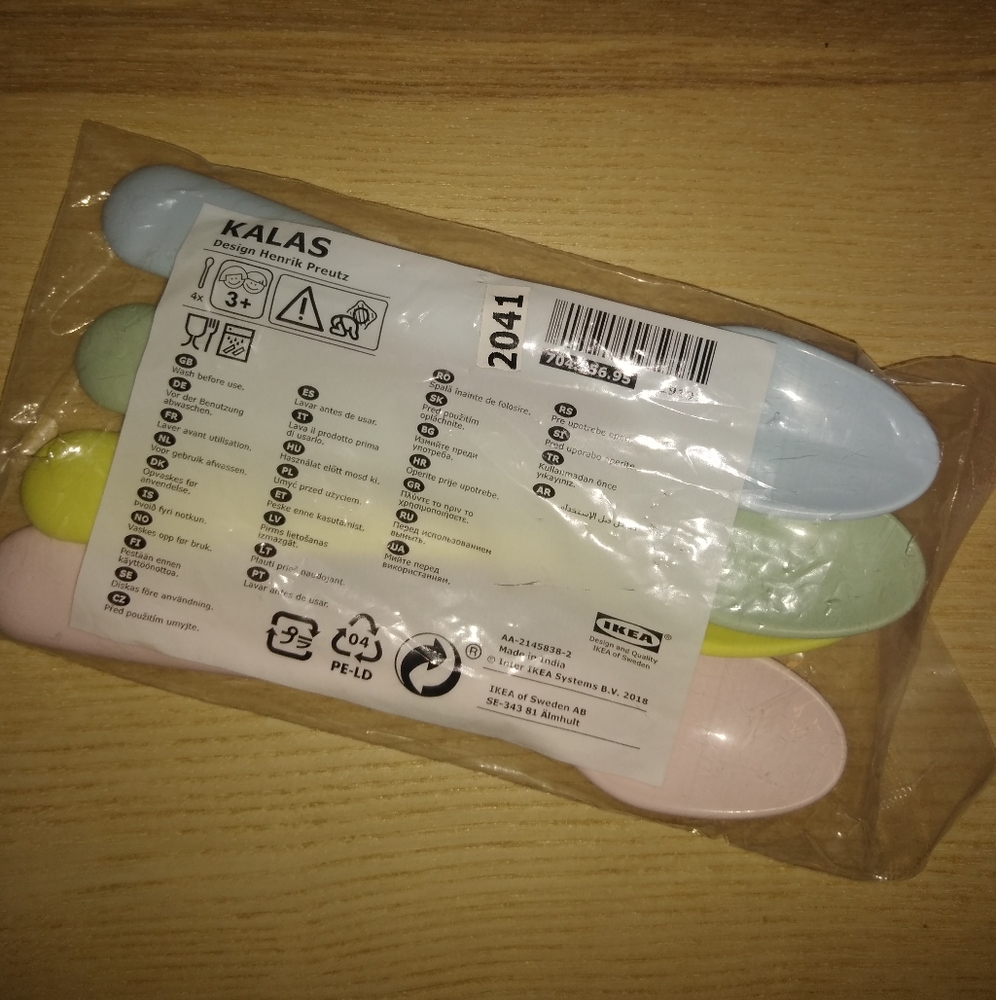 Ikea Kalas Spoons pastel colors 4 pk